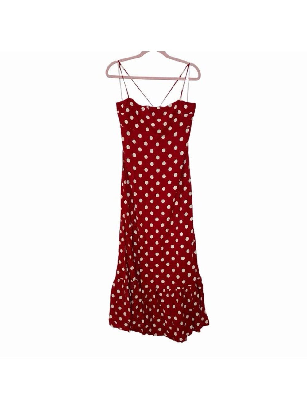 A new day women's open back red polka dot maxi dress Medium